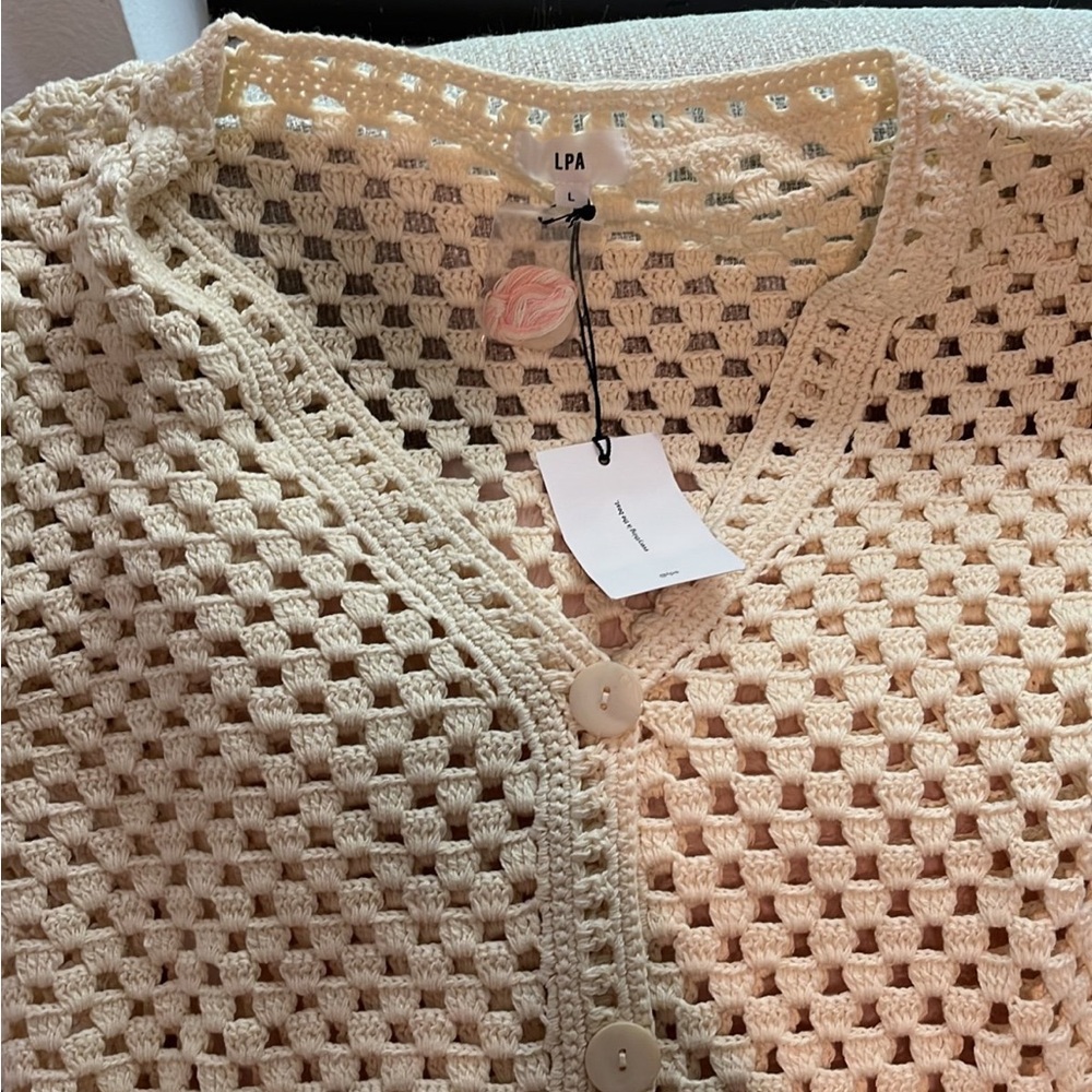 Lanita Crochet Mini Dress in Ivory & Blush large - Picture 4 of 4